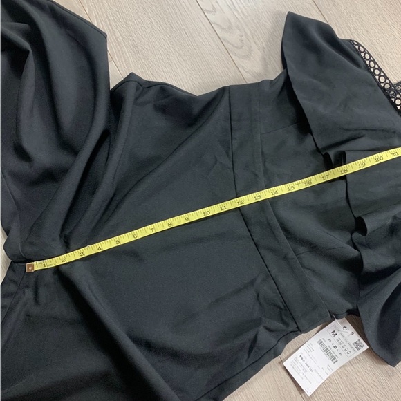 Zara Black Lace Trim Wide Leg Crop Jumpsuit - Picture 14 of 16